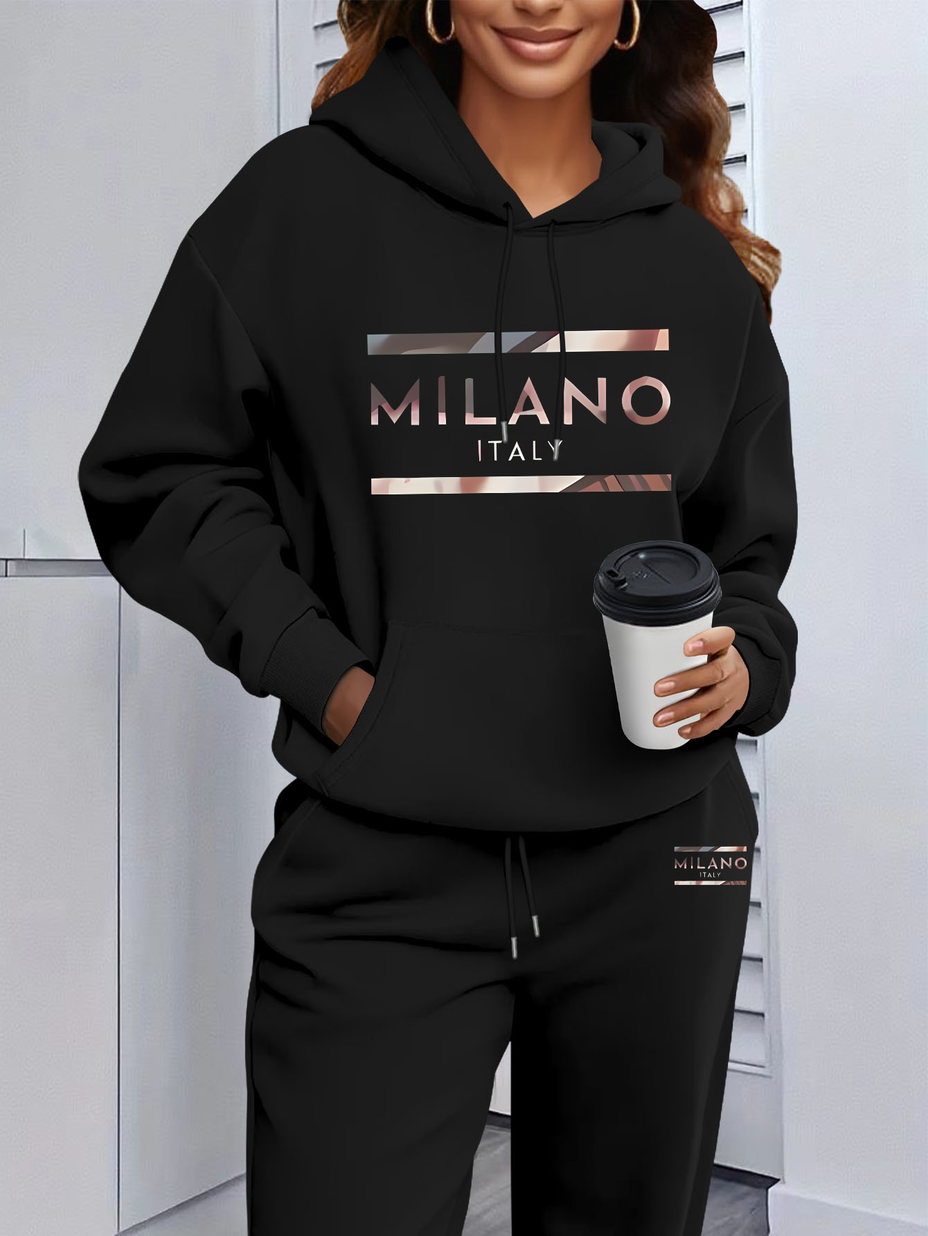 Winter Clothing For - 2026 Womens Print Hooded Sweatshirts Suit