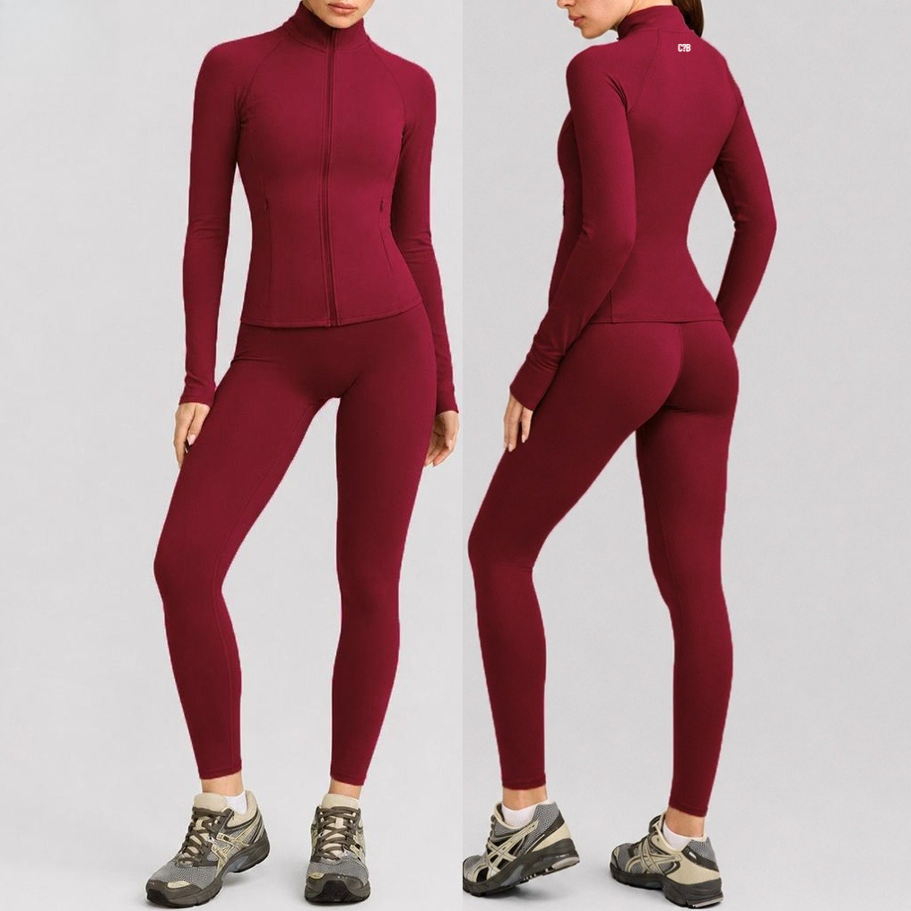 C-B Women Stand Collar Zip Up  - Winter Yoga Clothing 评论和价格