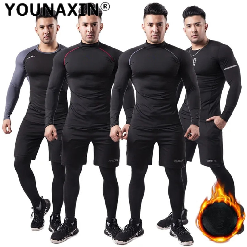 3-piece Men Plush Warm Sports  - Winter Yoga Clothing 评论和价格