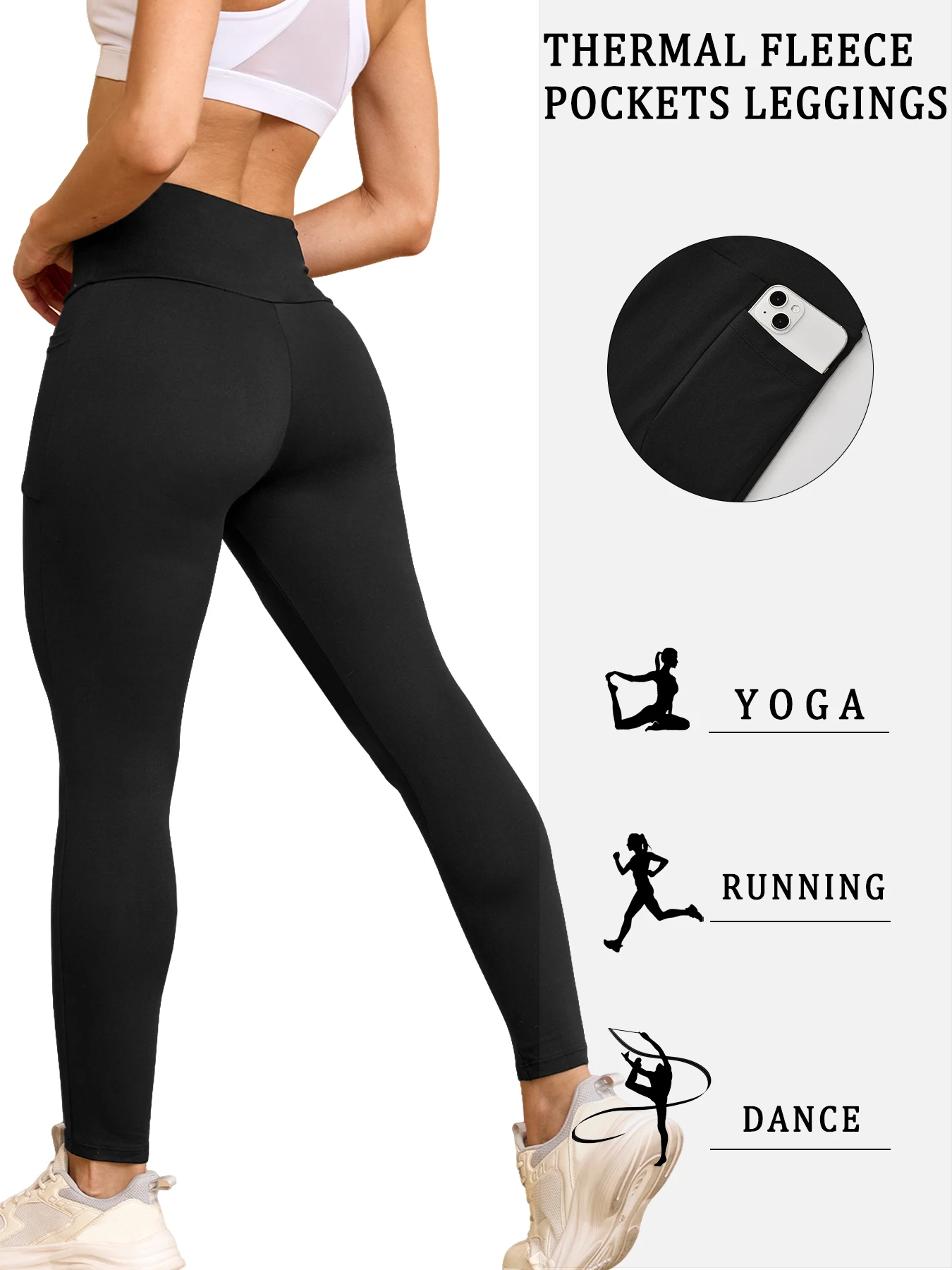 Womens Thermal Fleece Lined Hi - Winter Yoga Clothing 评论和价格