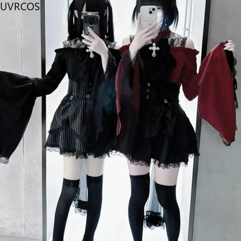 Gothic Y2k Lolita Style Shirts - Winter Clothing Vintage 评论和价格
