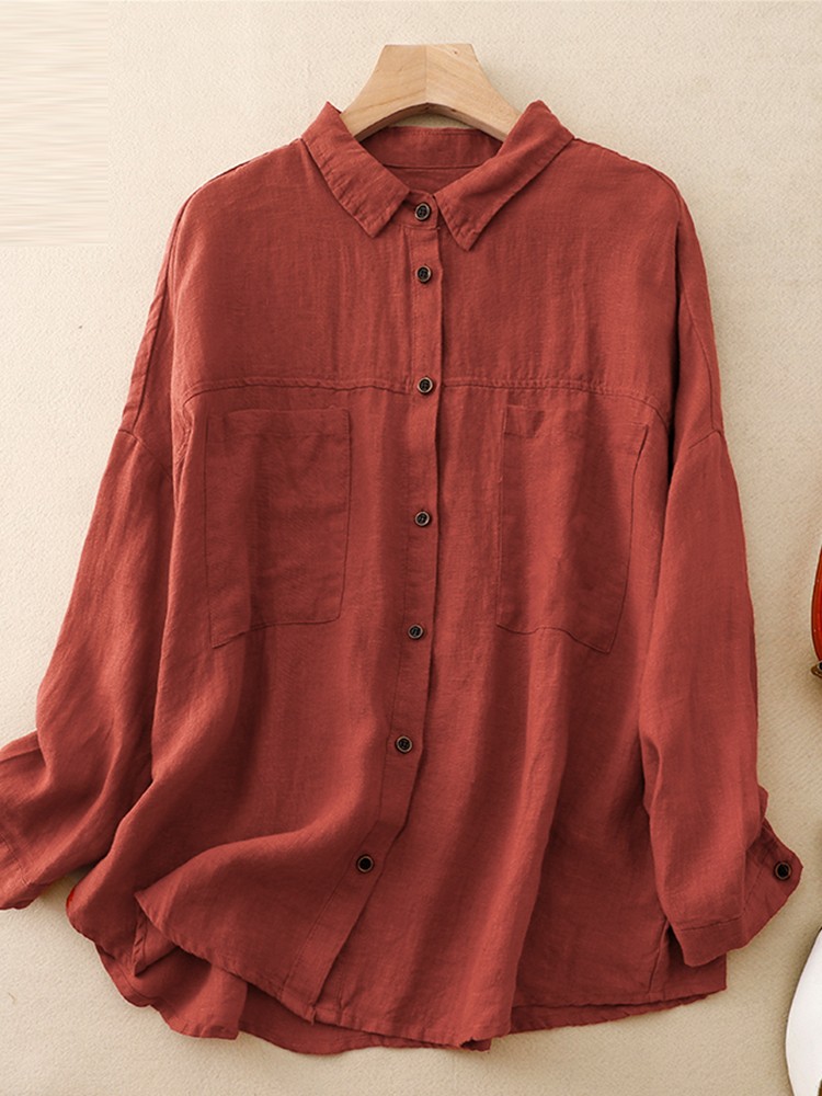 Women Long Sleeve Casual Shirt - Winter Clothing Vintage 评论和价格