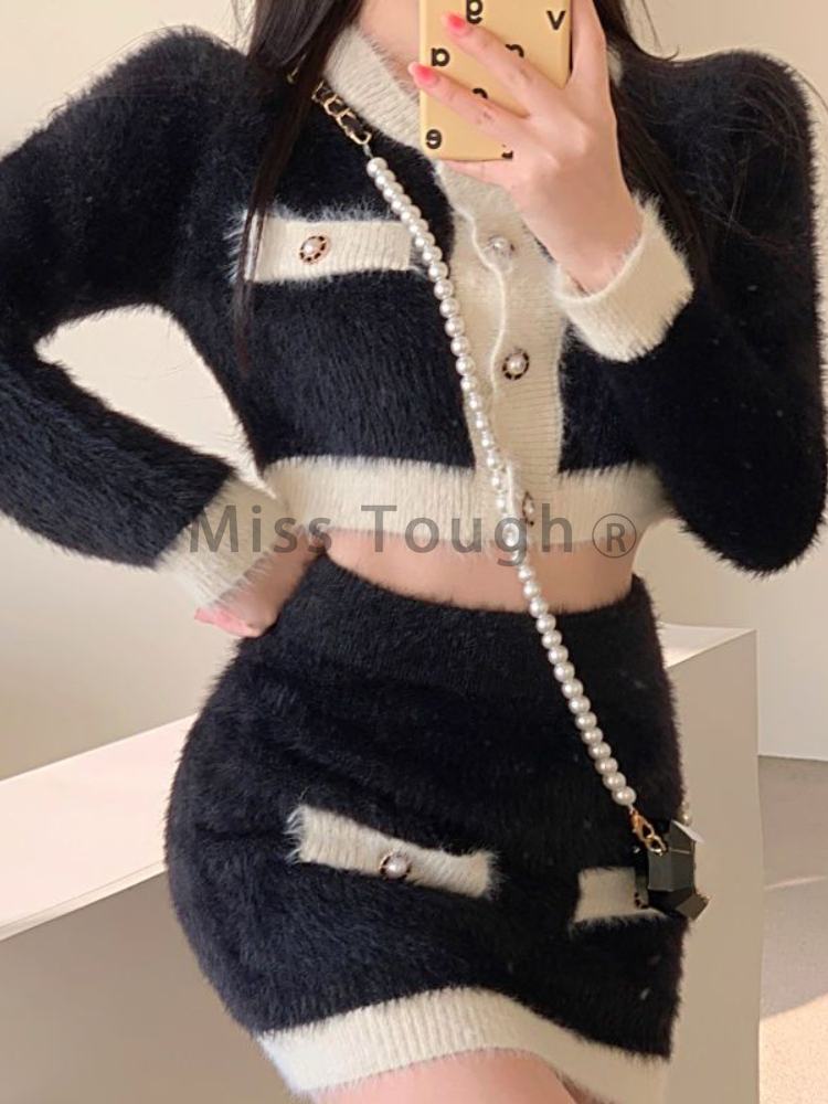 Winter Fluffy Knit 2 Piece Set - Winter Clothing Vintage 评论和价格