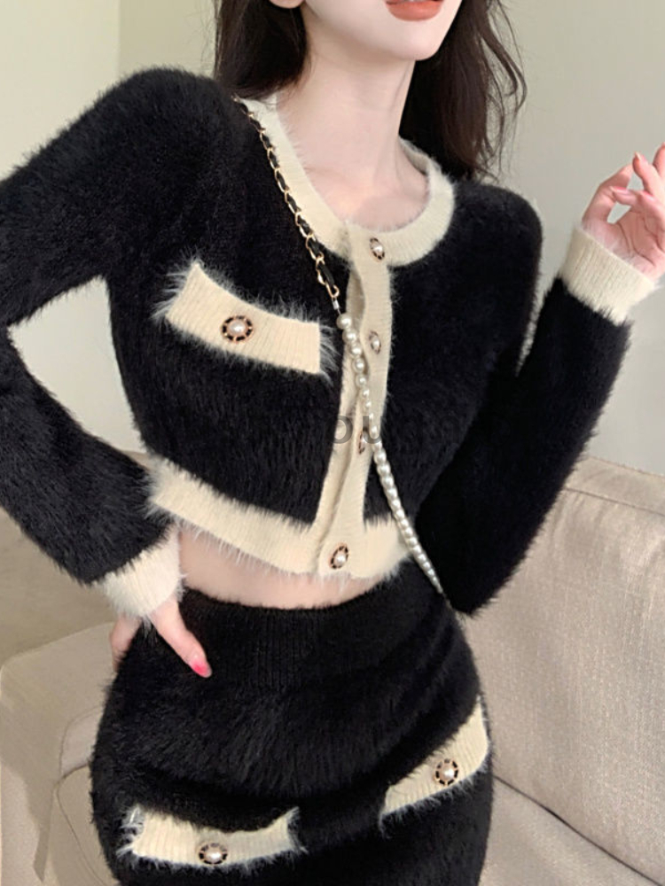 Winter Fluffy Knit 2 Piece Set - Winter Clothing Vintage 评论和价格