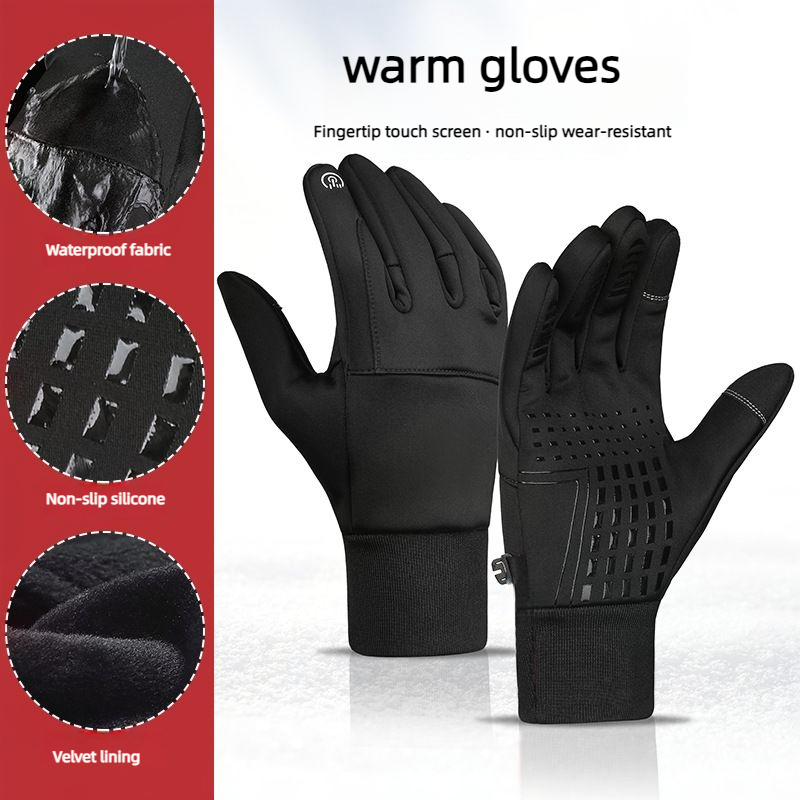 Autumn Winter Men Women Gloves - Waterproof Mitten Ski 评论和价格